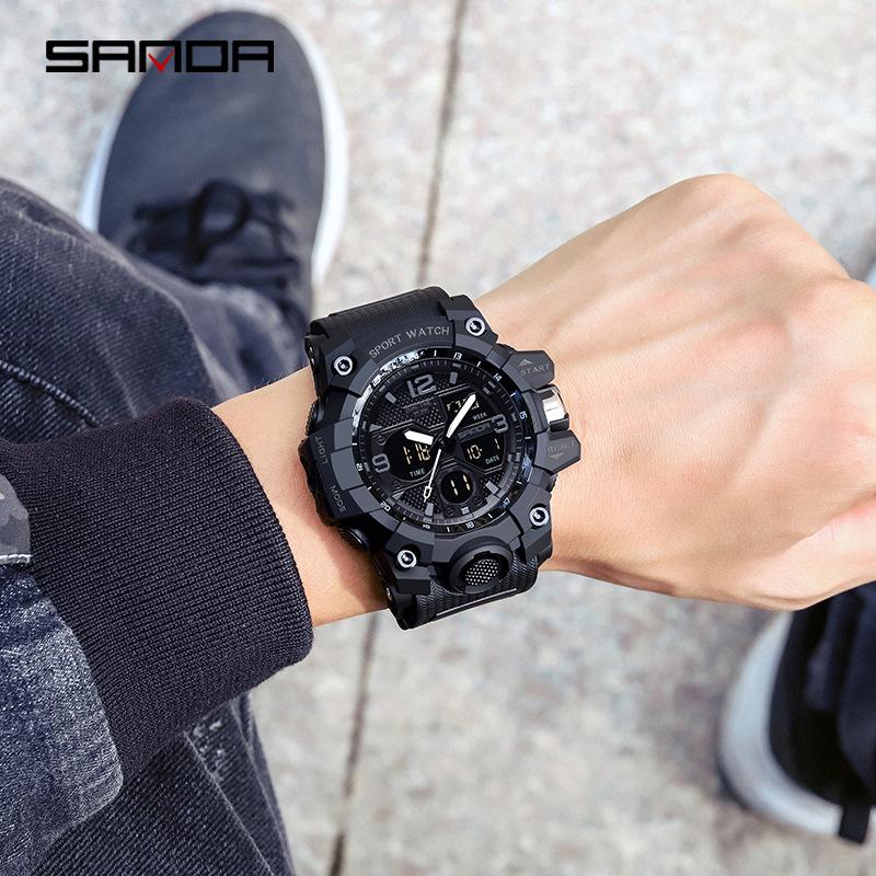 SANDA многофункциональные модные трендовые противоударные водонепроницаемые светящиеся электронные часы для занятий спортом на открытом воздухе для мальчиков и девочек
