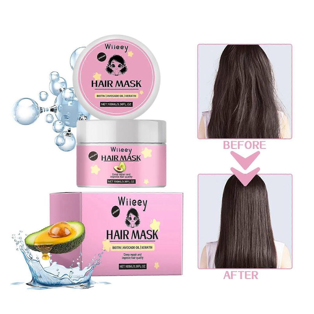 Wiieey Avocado Nourishing Hair Mask Brightening Smooth Hair Nourishing Frizzy Split Ends Repairing Hair Mask