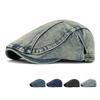 Vintage Denim Beret Women British Newspaper Boy Progressive Cap Solid Color Peaked Cap for Men