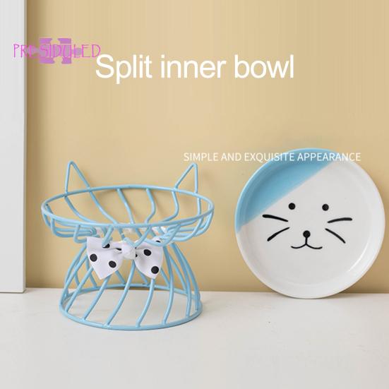 Приподнятая миска для кошачьего корма, большая вместимость, против рвоты, керамическая посуда с кронштейном — Товары для домашних животных