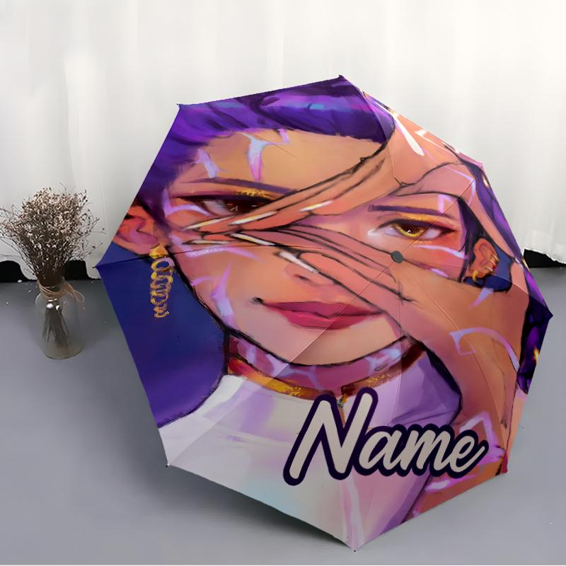 Personalized Name K-KPop Demon Hunters Print Umbrella - Automatic Open/Close, Eight-Rib Durable Frame, Automatic Folding Umbrella