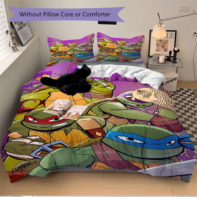 3pcs Ninja Turtles Duvet Cover Set, Includes 1 Duvet Cover and 1/2 Pillowcases (No Insert) yy251104208