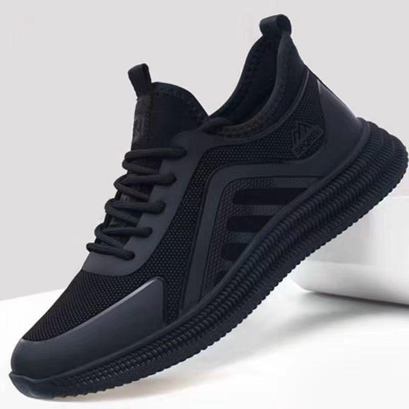 Men's Sports Shoes Breathable Trend Korean Version Casual Shoes Student Running Shoes Soft Sole Black Versatile Shoes Men