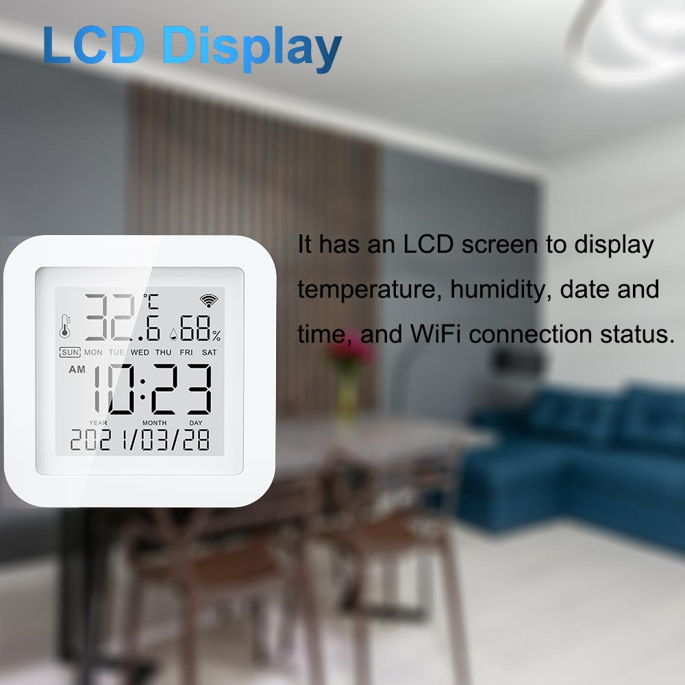 WiFi Temperature Humidity Sensor for Smart Home Thermometer With Display Support Alexa Google Assistant