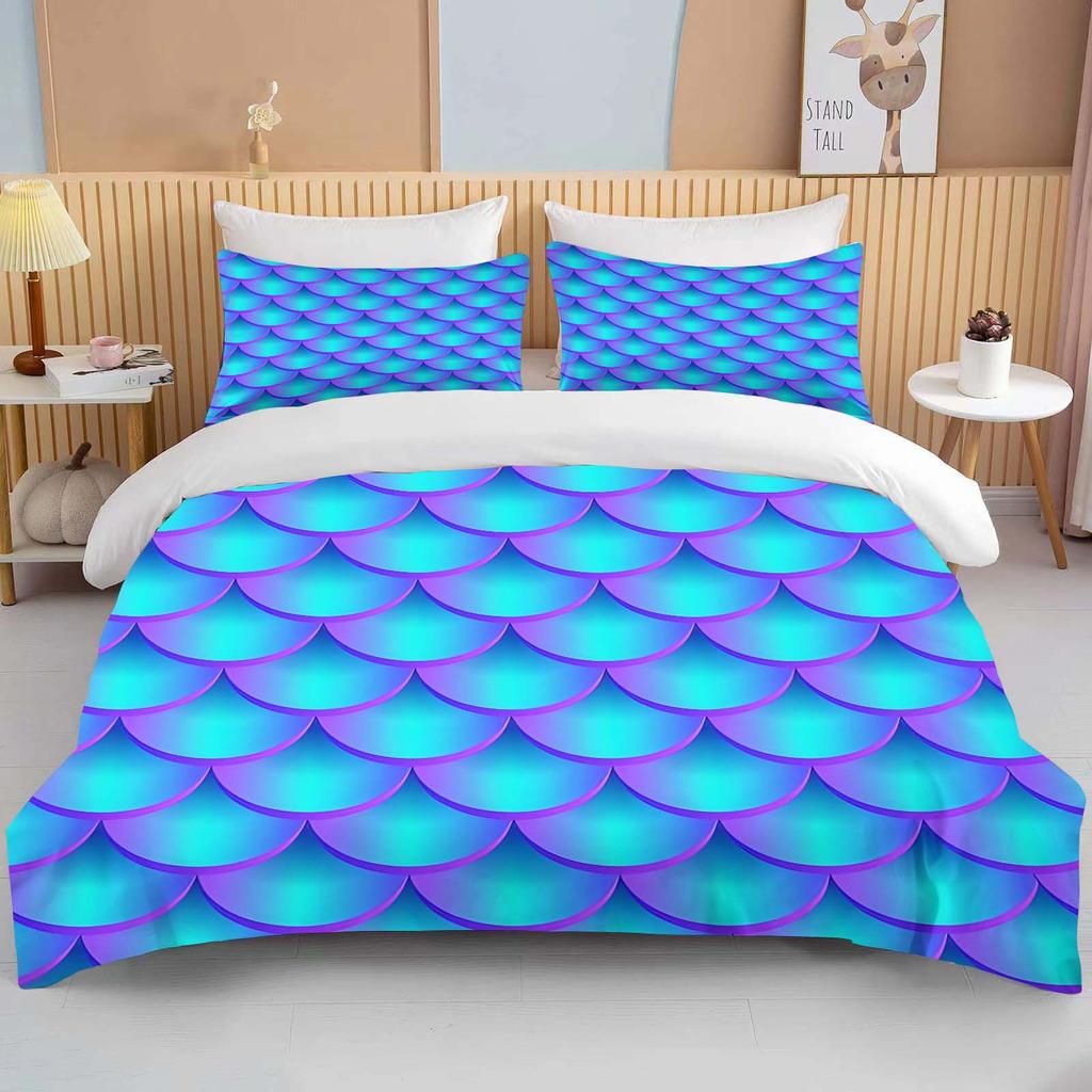 Fantasy Fish Scale Art Print Bedding Set Duvet Cover 1 Duvet Cover 2 Pillowcases Adult And Children Bedding Set Luxury Gril Gift