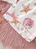 Girls Starfish Print Pajamas Set Button-Down Short Sleeve Top Shorts Sleepwear for 14-16Y