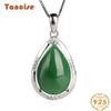 Tancise 925 Sterling Silver Classic Women Jade Necklace Pendant Zircon Fashion Gift