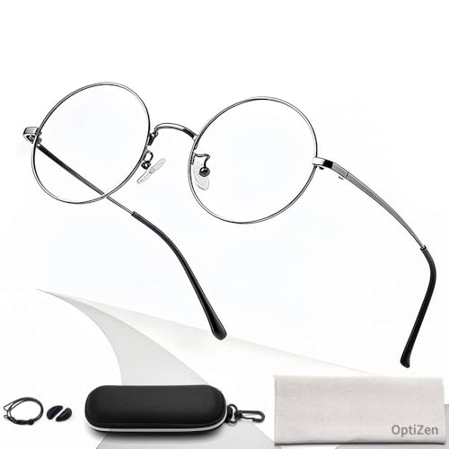 Очки для чтения OptiZen, от +1,00 до +3,50, Унисекс, Стильная круглая оправа, Блокировка синего света, Пена с эффектом памяти, Ультралегкие, для чтения, компьютеров и