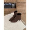 2025 New Suede Korean High-heeled Thick-heeled Square-headed Retro Martin Boots, Thin Boots for Women, Thin and Versatile Short Boots for Women