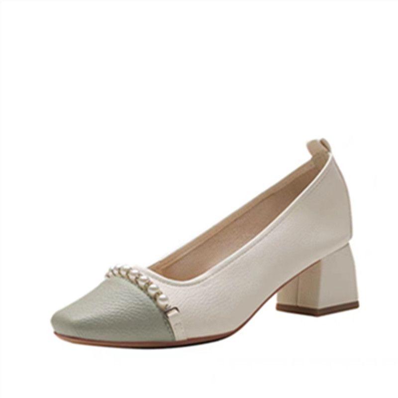 Модные квадратные каблуки женская летняя обувь обувь для женщин 2024 с мокасинами среднего размера стильное предложение Y2k обувь высокого качества социальные