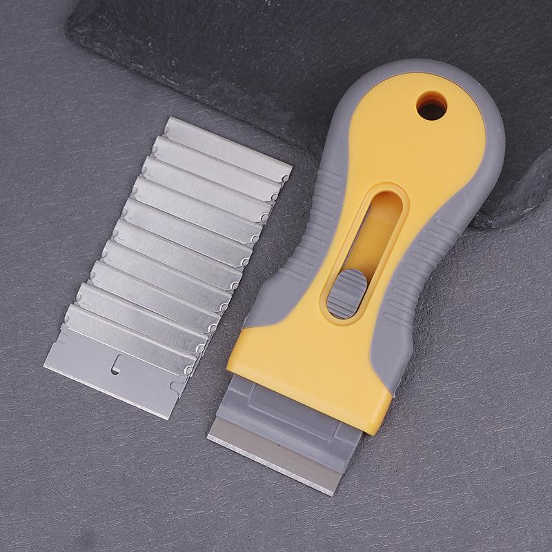 Blade Set (10 pieces) Glue Removal Tool with Adjustable Telescopic Knife for Cleaning.