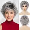 Premium Synthetic Short Grey Wig for Women Natural Wigs with Bangs Mother Gift Soft Old Lady Costume Daily Cosplay Grandma Use