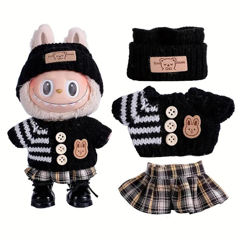 For Labubu Doll Clothing Cute Sweater Set 17cm Clothing Shoes Doll DIY Accessories Training Sitting Party Games Toys Gifts
