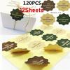 12Sheets Vintage Flower Round Wave Kraft Paper Seal Sticker for Handmade Products DIY Multifunctional Gift