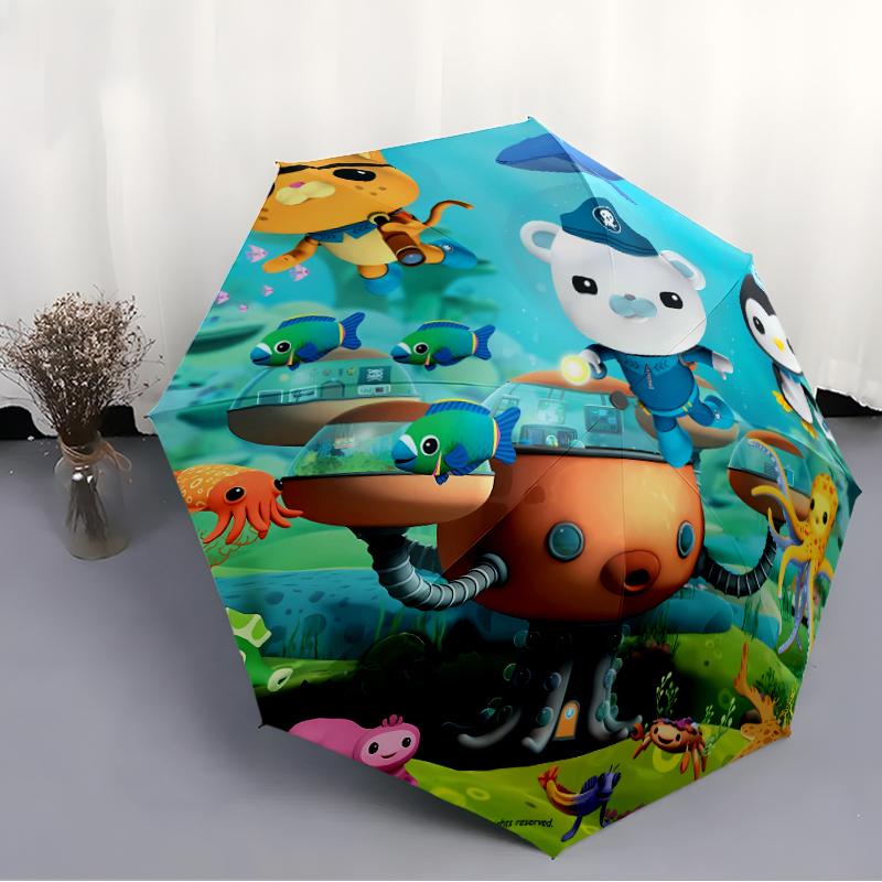 Автоматический зонт Octonauts3 с принтом, 8 спиц, железный каркас, пластиковая ручка, подходит для путешествий на открытом воздухе и на каждый день, идеальный подарок
