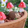 7 шт. Креативная статуэтка ежа-гриба из смолы, милая водонепроницаемая скульптура животного, мультяшная имитация, миниатюра для сада, фигурка, подарок
