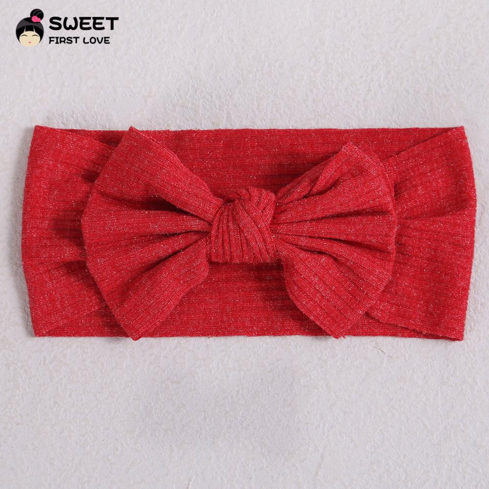 Niansheng Handmade Ribbed Bow Headband for Babies - Solid Color