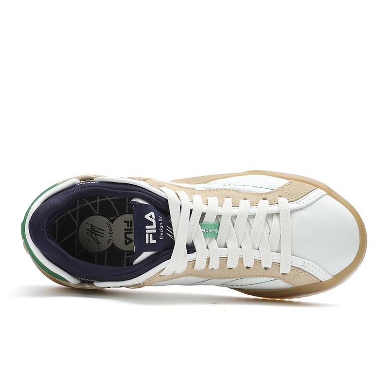 Fila Artmosphere Нескользящие Легкие Низкие Кеды для Скейтбординга Женские Кроссовки Ярко-Белые Кремово-Желтые F12W421207FBB