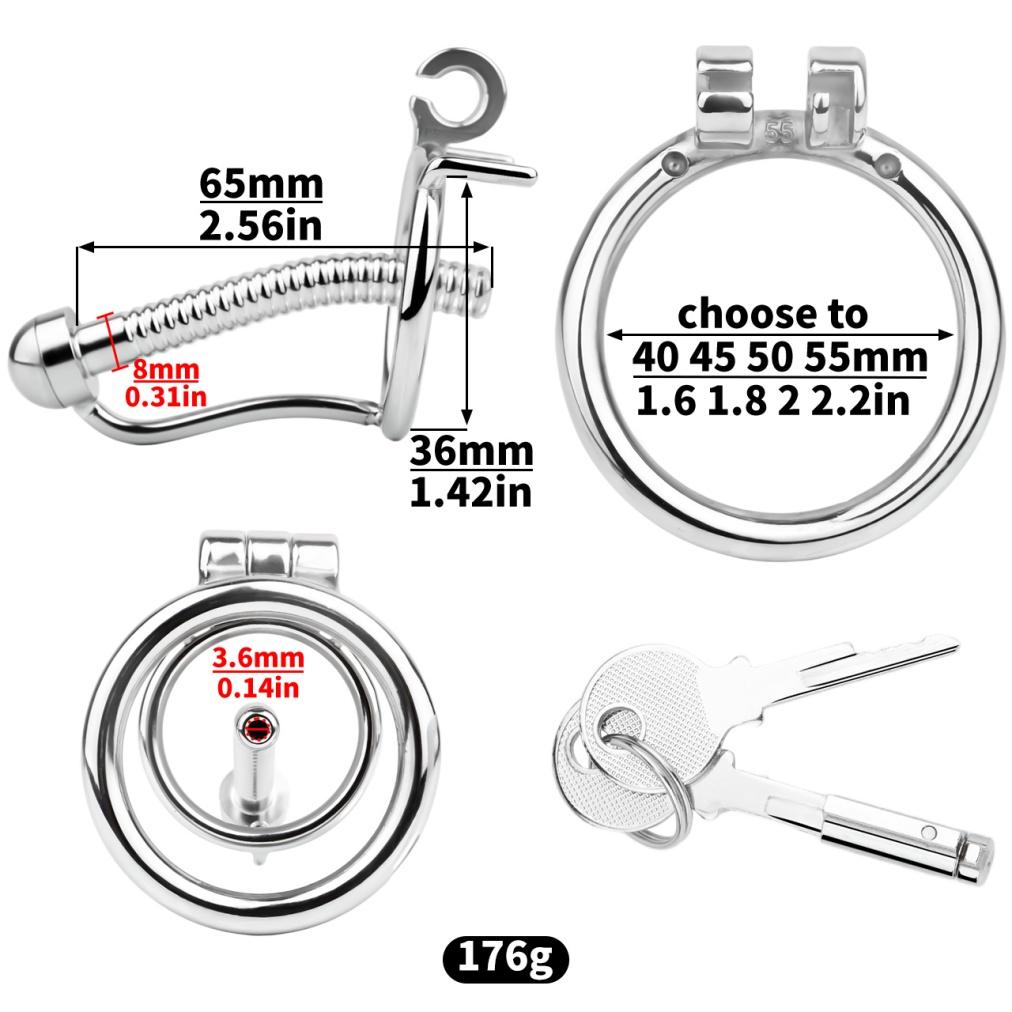 FRRK Metal Chastity Cage with Metal Catheter Male Chastity Device BDSM Penis Lock with Metal Tube Prostate Massage