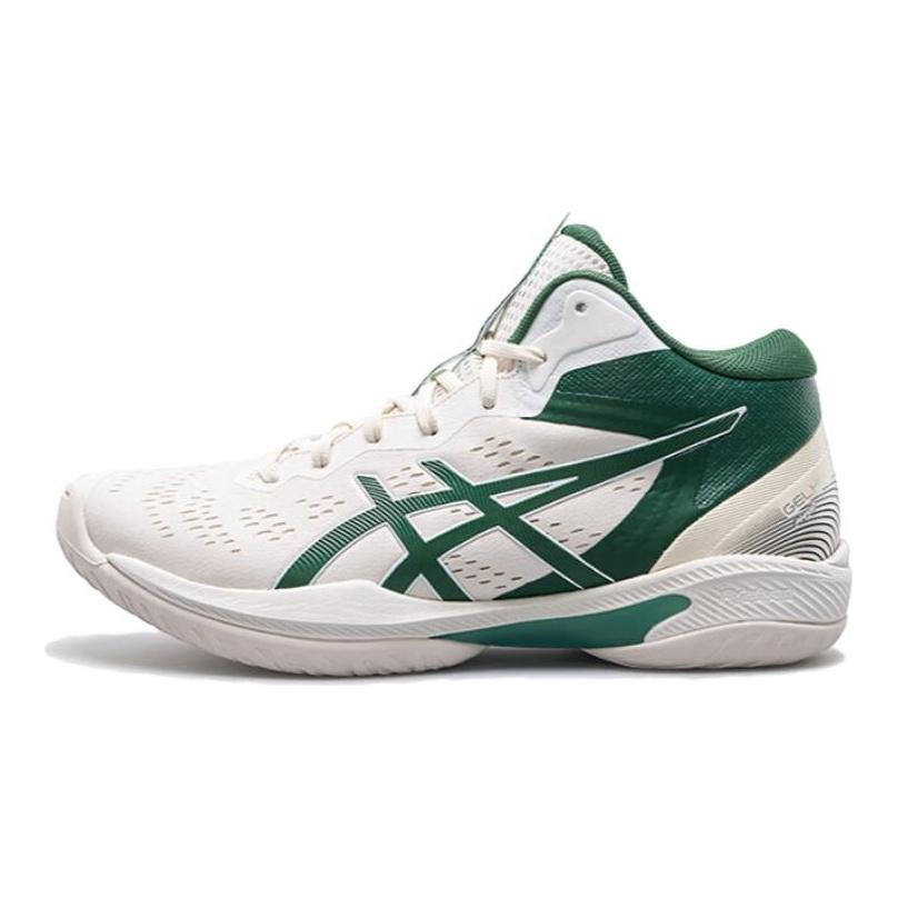 Asics GELHOOP V16 Износостойкие кроссовки средней высоты для баскетбола Мужские бело-зеленые кроссовки 1063A102-101