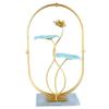 Iron Lotus Leaf Ornament with Glass Base Exquisite Stylish Metal Leaves Sculpture Statue Figurines for Home Decor