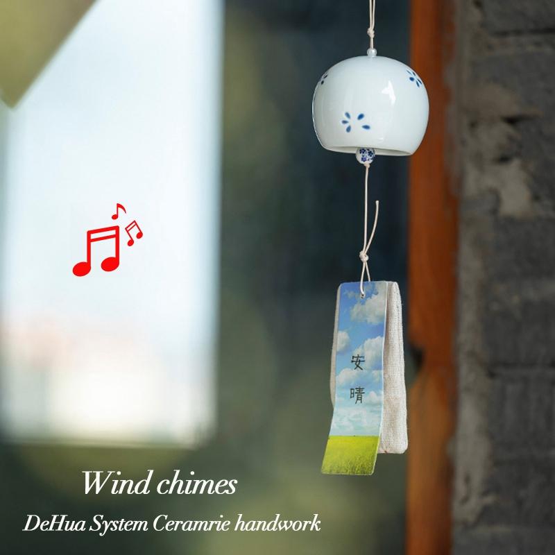 Ceramic Japanese Wind Chime Outdoor Wind Bells Garden Wind Music Garden Hanging Decor Home Outdoor Decor Ceramic Landscape