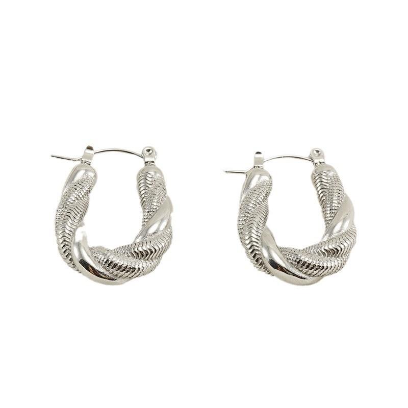 Новые нерегулярные изогнутые U-образные серьги из золота и стали двухцветные персонализированные модные серьги из нержавеющей стали для женщин