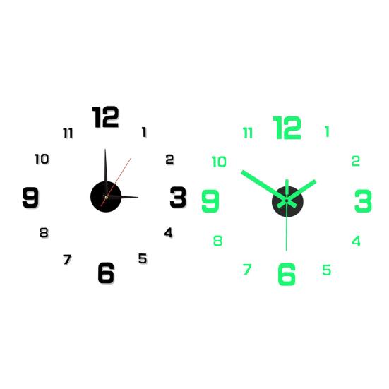 Luminous Arabic Numerals Clock Modern Design Battery Powered Silent Decorative 3D DIY Wall Clock for Living Room
