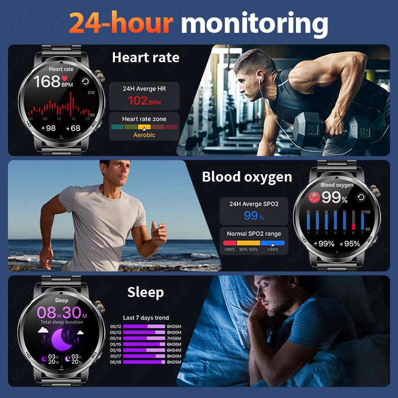 Умные часы для улицы Мужские Батарея 1000 мАч Светодиодный фонарик SmartWatch Bluetooth-вызов Пульсометр Водонепроницаемые Спортивные умные часы