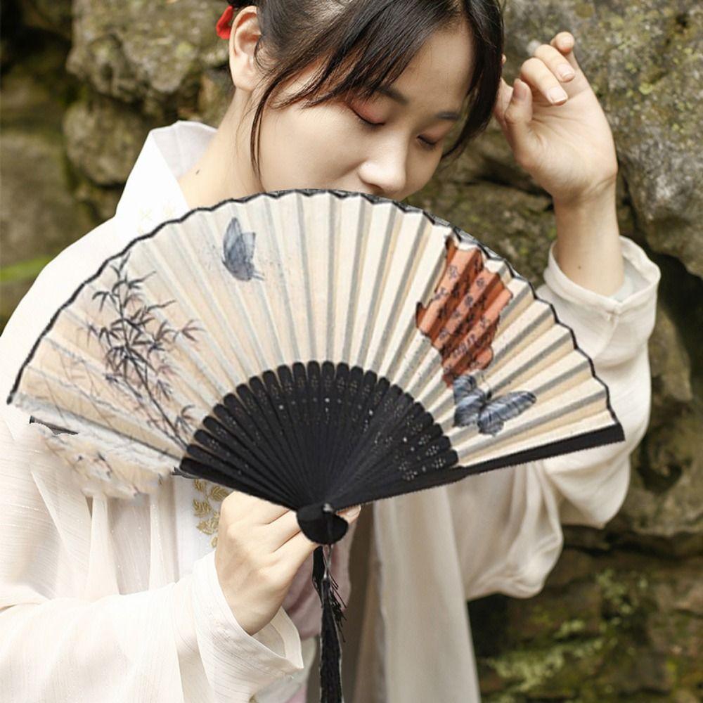 Складной веер-бабочка в стиле ретро, веер в китайском стиле, элегантный танцевальный веер для свадебной вечеринки
