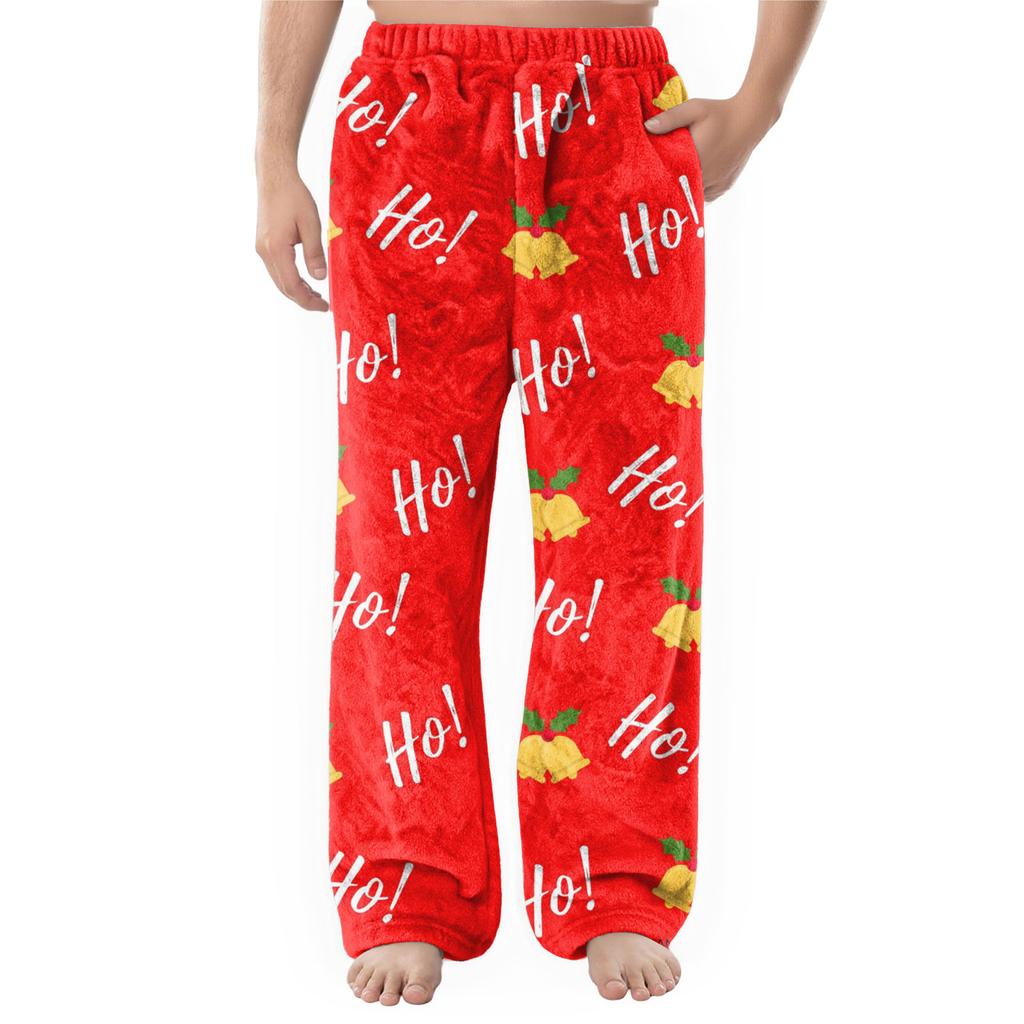 Мужские фланелевые повседневные брюки с карманом, Повседневные брюки с принтованным карманом, Домашние брюки для сна