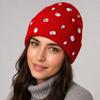 Rhinestone-embellished Beanie Hat Solid Color Skull Cap Fashionable Rhinestone-adorned Hat  Winter