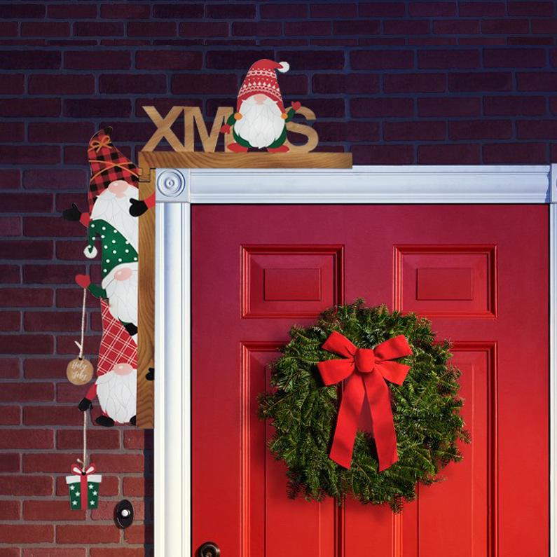 Mingguan Christmas Cartoon Letter Door Frame & No-Face Doll Decorations