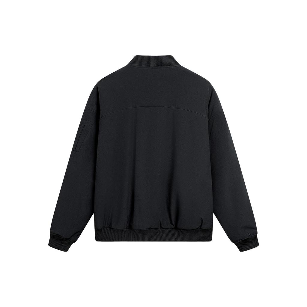 Li-Ning Sports Life Series с коротким бейсбольным воротником, свободная хлопковая куртка, мужские куртки черного цвета AJMT095-2