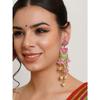 Розовые серьги-подвески Meena Lotus Design Kundan для женщин
