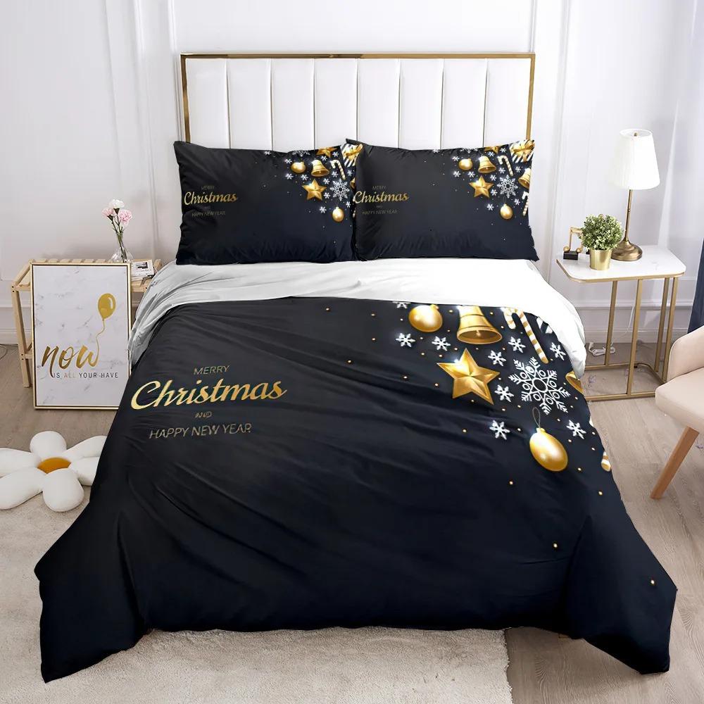 Chirstmas Duvet Cover KidS Bedroom 3D Cartoon Merry Chirstmas Twin Bedding Collection Polyester Santa Claus Happy New Year Quilt Cover