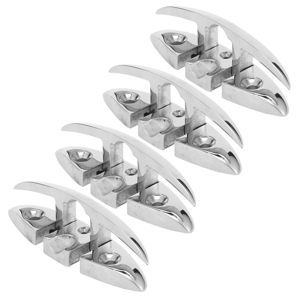 4Pcs Boat Cleat Stainless Steel Foldable Flip Up Marine Handware 6x2.1in