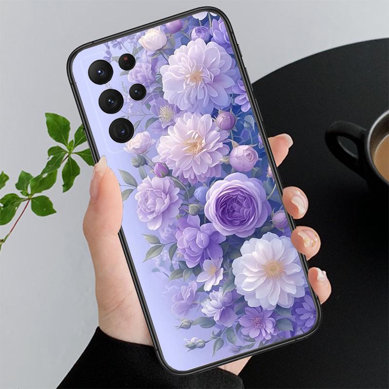 Фиолетовый Цветок Роза Пион Вишня Чехол для Телефона Для Samsung Galaxy S26 S25 S24 S23 S22 Ultra S23 S22 S25 Plus S24 FE S26Edge
