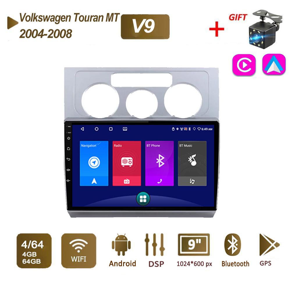 Android 2 Din автомобильный радиоприемник мультимедийный видеоплеер для Volkswagen Touran MT 2004-2008 навигация GPS WIFI головное устройство 4 + 64 ГБ