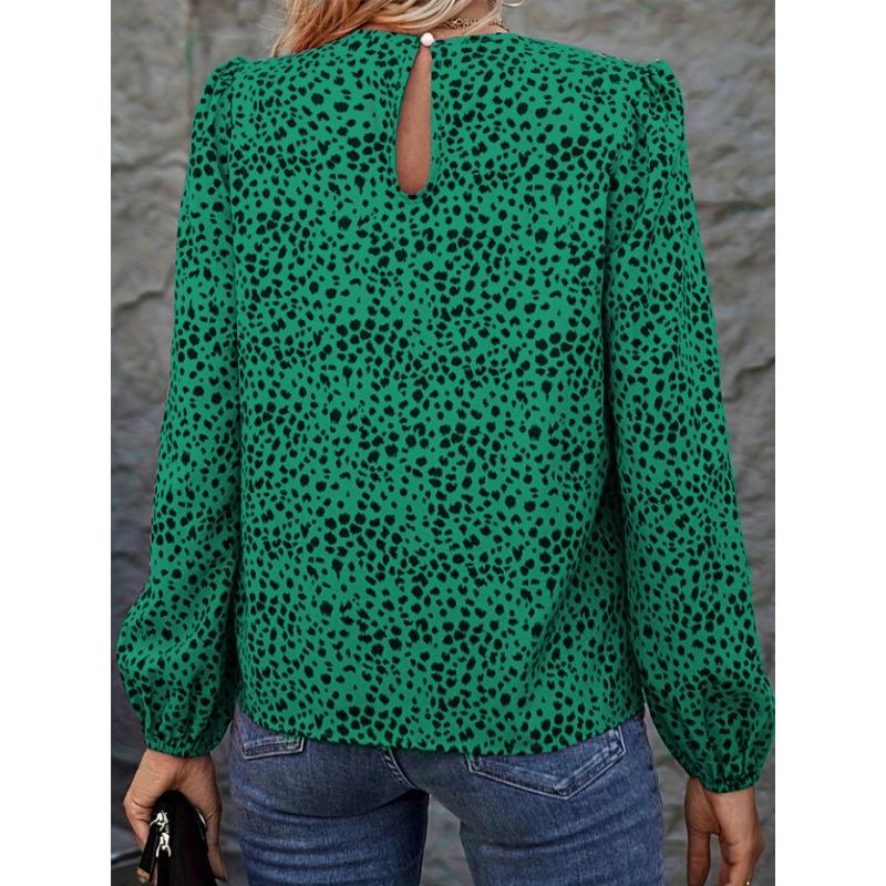 Женская шифоновая рубашка с длинными рукавами и леопардовым принтом, осенние новые свободные ажурные пуловеры