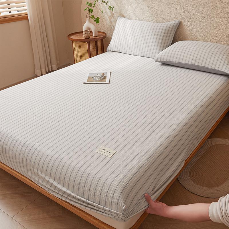 A-Class Full Cotton Double-Layer Wrinkled Yarn Fitted Bed Sheet