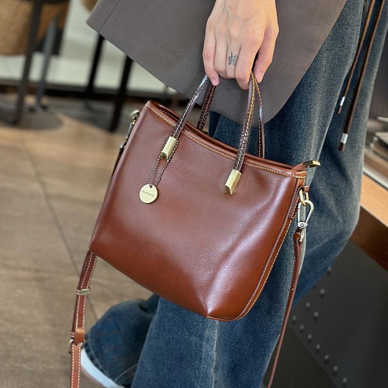 Сумка-ведро из натуральной кожи Модная сумочка Одноплечевая сумка кроссбоди Женская сумка Коровья кожа Трендовая сумка-ведро