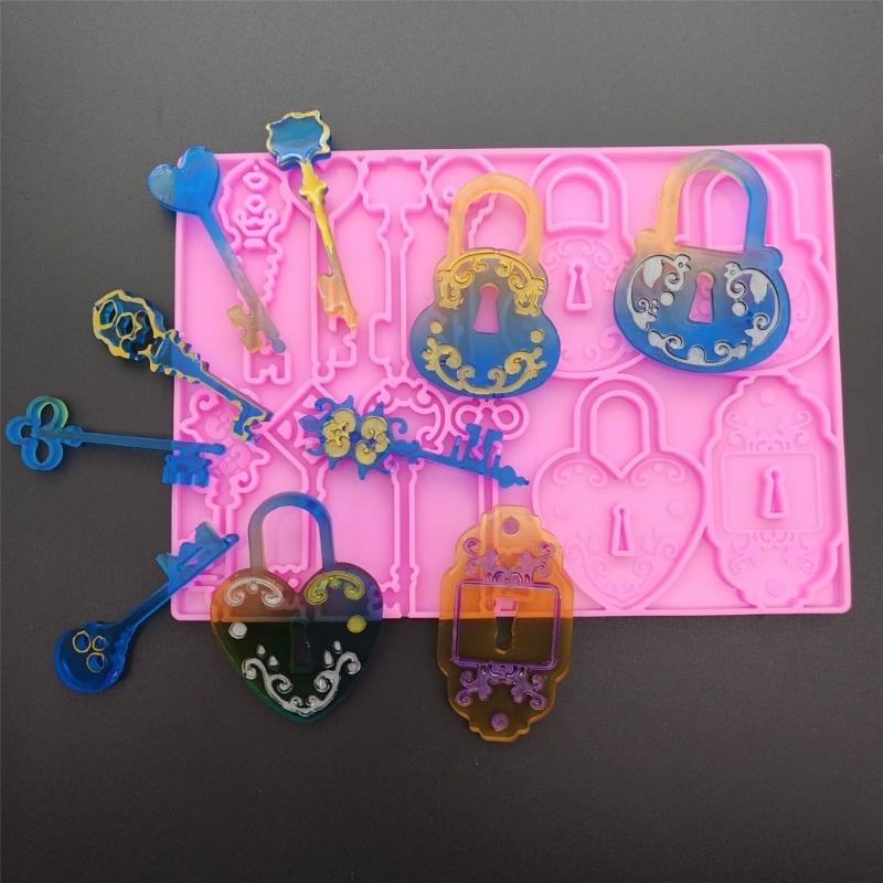 Safe Lock Keychain Silicone Mold Dainty Keychain Pendant Mold Unique Lock Shape Mold for Handmade Gifts Crafts
