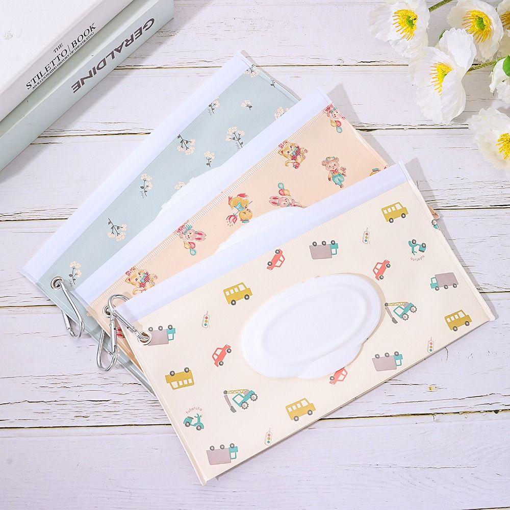 Flip Cover Cosmetic Pouch With Buckle Tissue Box Fashion Wet Wipe Pouch Baby Product