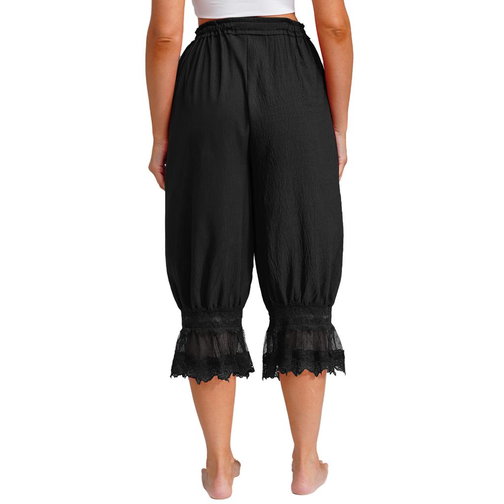 Женские длинные штаны-шаровары для дома, свободные штаны-афгани, эластичный пояс на шнурке, средневековый стиль, брюки миди