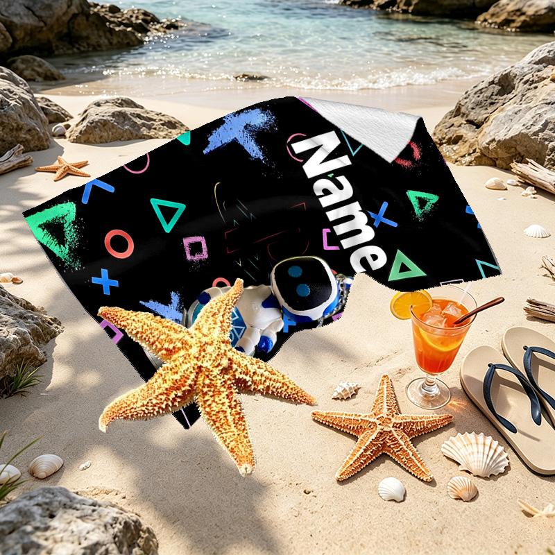 Custom Name Personalized Cosmic Bot Crew Print Beach Towel, for Trip Camping Beach Party Home Decor, Birthday Gift for Family & Friends