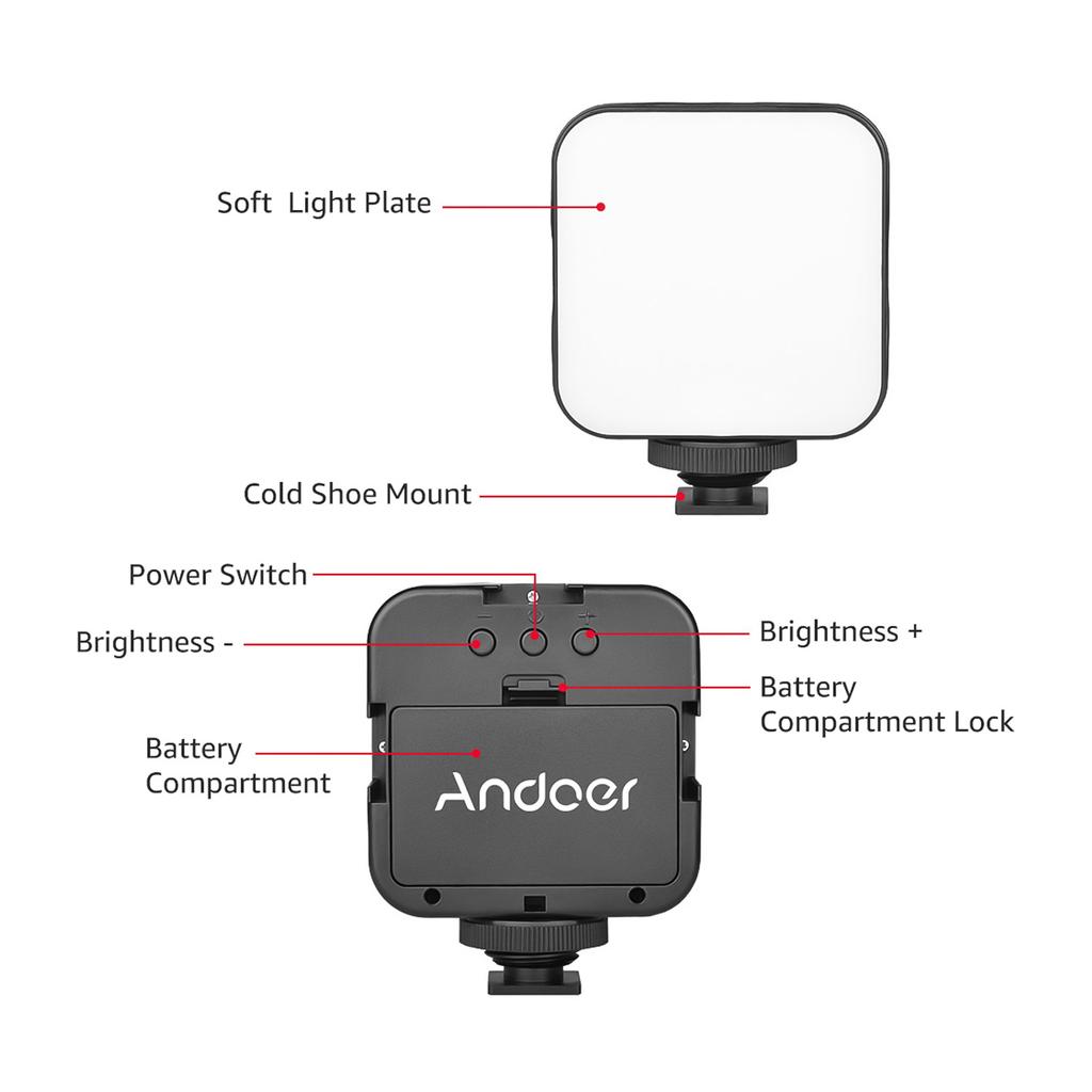 Andoer Smartphone Video Rig Grip with Rig Dual LED Light Microphone with Shock Mount for Vlog