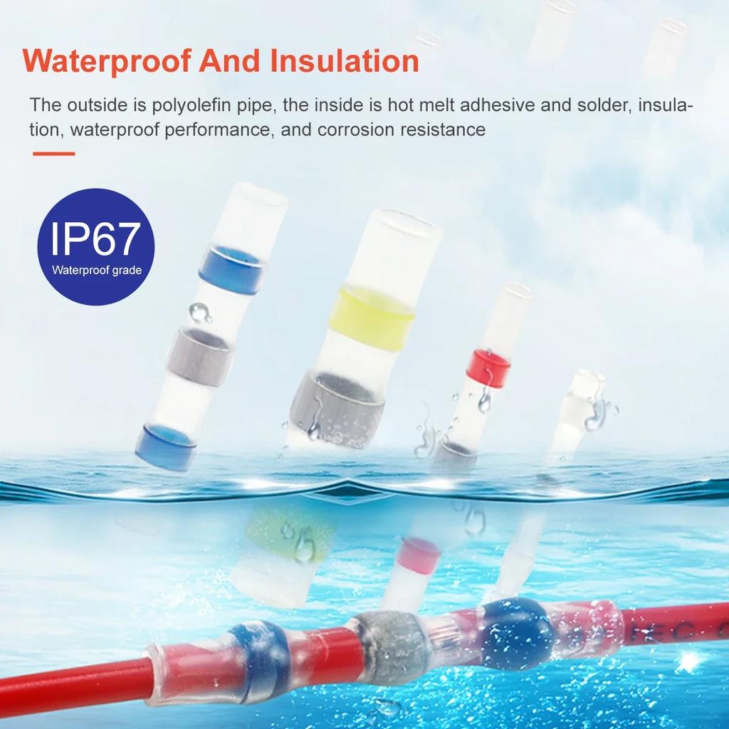 800Pcs Solder Seal Wire Connector Kit Solder Seal Butt Terminal Waterproof Insulated Electrical Wire Splice for Automotive