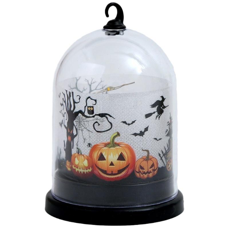 LED Warm Light Halloween Pumpkin Lantern Safe Plastic Materials Easy Assembly Portable Decoration for Home School Event