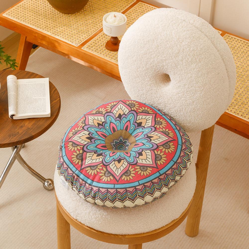 Bohemian Style Round Futon Cushions 40cm Thick Cotton and Linen Floor Mat Gifts Double-sided Mats